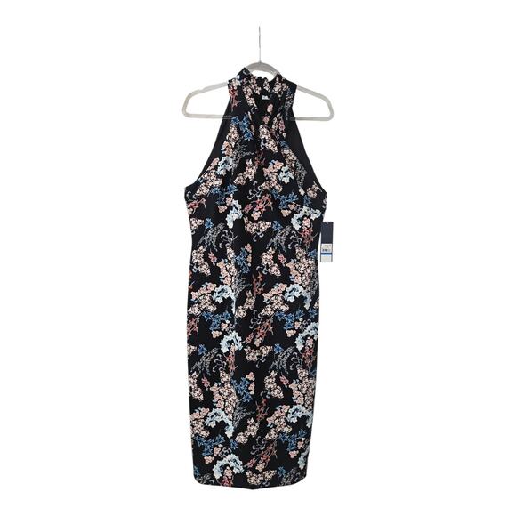 RACHEL ROY NWT Womens XL Stretch Pleated Floral Sleeveless Halter Midi Dress - Picture 1 of 9